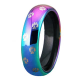 Dog Paw Tungsten Carbide Band Ring Unisex Men Women Anniversary Gift