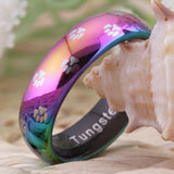 Dog Paw Tungsten Carbide Band Ring Unisex Men Women Anniversary Gift
