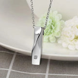 Unisex Twist Bar Urn Necklace Keepsake Pendant Stainless Steel Cremation Jewelry