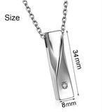 Unisex Twist Bar Urn Necklace Keepsake Pendant Stainless Steel Cremation Jewelry
