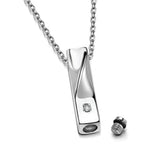 Unisex Twist Bar Urn Necklace Keepsake Pendant Stainless Steel Cremation Jewelry