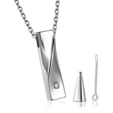 Unisex Twist Bar Urn Necklace Keepsake Pendant Stainless Steel Cremation Jewelry