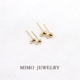 USA 14K Filled 3mm 4mm Bead Earrings with Ring DIY Ear Accessories