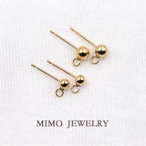 USA 14K Filled 3mm 4mm Bead Earrings with Ring DIY Ear Accessories