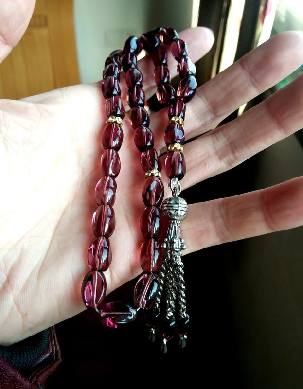 Purple Crystal 33 Islamic Prayer Beads Tasbih Misbaha Masbaha Allah Tespeeh