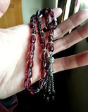 Purple Crystal 33 Islamic Prayer Beads Tasbih Misbaha Masbaha Allah Tespeeh