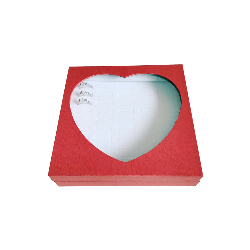 Heart Ring Earring Storage Box Creative Love Window Jewelry Organizer