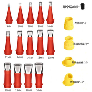 20-Piece Rubber Nozzle Tool Kit - Stainless Steel Caulking Nozzle Coating