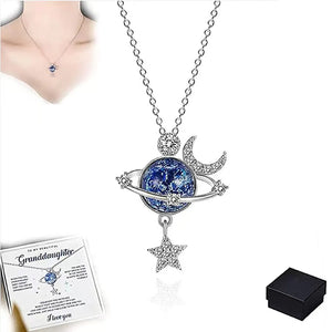 Universe Planet Chain Necklace Moon Star Earth Pendant Layered Jewelry