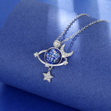 Universe Planet Chain Necklace Moon Star Earth Pendant Layered Jewelry