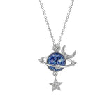 Universe Planet Chain Necklace Moon Star Earth Pendant Layered Jewelry