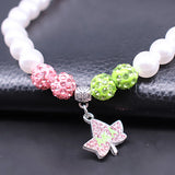 Alpha Ivy Leaf Rhinestone Pendant Pearl Choker Necklace
