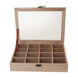 Wooden Storage Box Jewelry Organizer DIY 16 Compartment