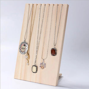 Wooden Jewelry Display Stand Necklace Organizer Rack
