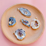 Geode Raw Stone Pendant Necklace Amethyst Agate Healing Jewelry