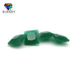 Green Glass Gem Stone Square Shape Malay Jades Synthetic Glass Beads