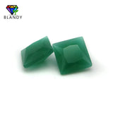 Green Glass Gem Stone Square Shape Malay Jades Synthetic Glass Beads