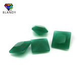Green Glass Gem Stone Square Shape Malay Jades Synthetic Glass Beads