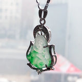 Crystal Jade Pendant Charm Silver Plated Unisex