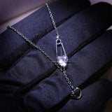 Dainty Silver Plate Safety Pin Pave Zirconia Necklace