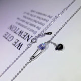 Dainty Silver Plate Safety Pin Pave Zirconia Necklace