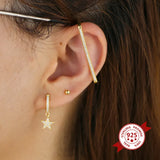 925 Sterling Silver Ear Cuff Clip-on Earrings with Zircon Row