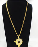 Hip Hop Crystal Rap Pendant Necklace Chain Men Women Jewelry