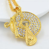 Hip Hop Crystal Rap Pendant Necklace Chain Men Women Jewelry