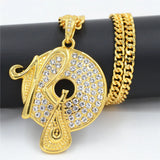 Hip Hop Crystal Rap Pendant Necklace Chain Men Women Jewelry