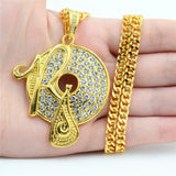 Hip Hop Crystal Rap Pendant Necklace Chain Men Women Jewelry
