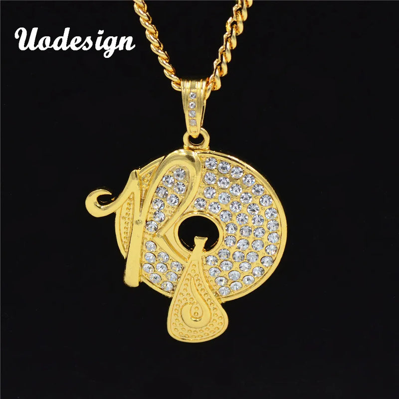 Hip Hop Crystal Rap Pendant Necklace Chain Men Women Jewelry