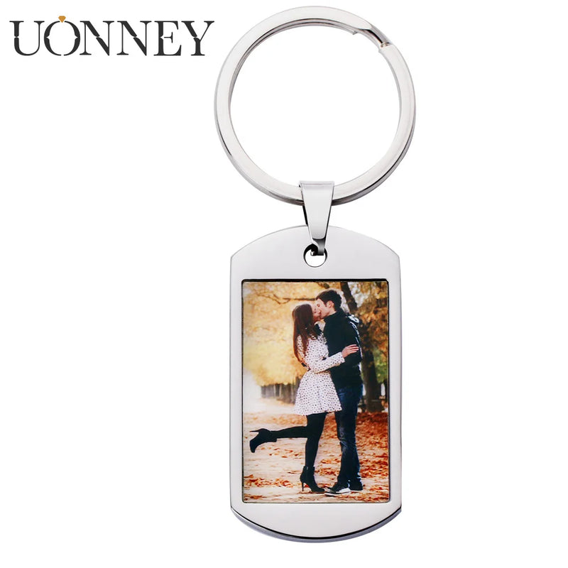 Uonney Dropship Keychain Photo Pendant Dog Name Number Engraving Women Gift