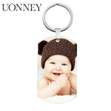 Uonney Dog Photo Keychain Engraved Name Number Personalized Jewelry Gift