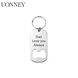 Personalized Bottle Opener Keychain for Dad - Engraved Gift for Men