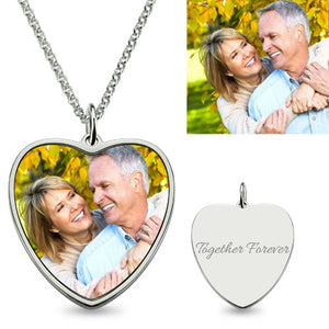 Engraved Heart Shape Men's Necklace Personalized Dad Gift