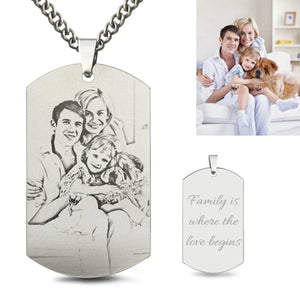 Engravable Necklace Jewelry Titanium Steel Engraved Family Photo Necklace