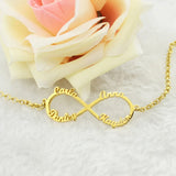Mom Jewelry Infinity Bracelet 4 Names for Mother's Gift