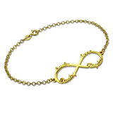 Mom Jewelry Infinity Bracelet 4 Names for Mother's Gift