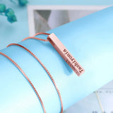 Uonney Personalized 4 Sides Engraving Bar Necklace Stainless Steel Gift