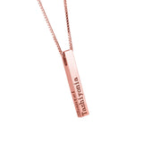 Uonney Personalized 4 Sides Engraving Bar Necklace Stainless Steel Gift