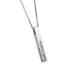 Uonney Personalized 4 Sides Engraving Bar Necklace Stainless Steel Gift