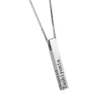 Uonney Personalized 4 Sides Engraving Bar Necklace Stainless Steel Gift