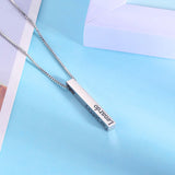 Uonney Personalized 4 Sides Engraving Bar Necklace Stainless Steel Gift
