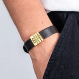 Personalized Leather Dad Initial Kid's Name Engraved Bracelet 5 Colors