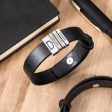 Personalized Leather Dad Initial Kid's Name Engraved Bracelet 5 Colors