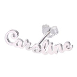 Uonney Name Earrings Monogram Women Stainless Steel Rose Silver Personalized