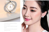 925 Sterling Silver Zirconia Pearl Twist Stud Earrings