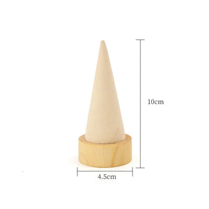 Upscale Wood Ring Jewelry Display Holder Cone Shaped Stand