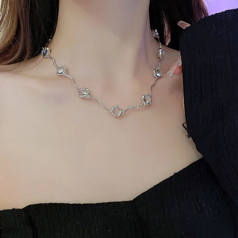 Vintage Moonstone Thin Necklace for Women