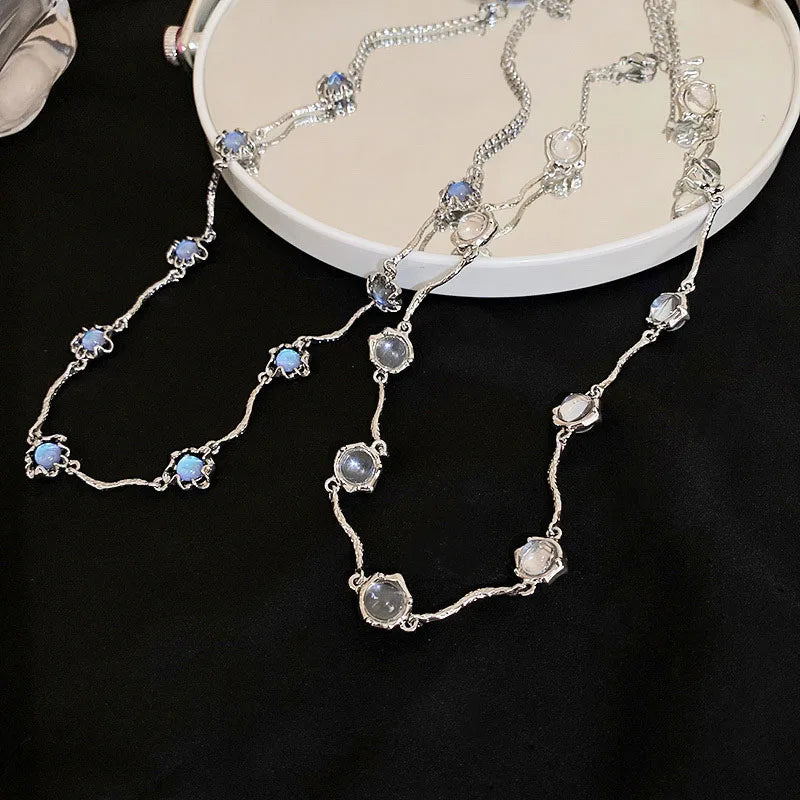Vintage Moonstone Thin Necklace for Women